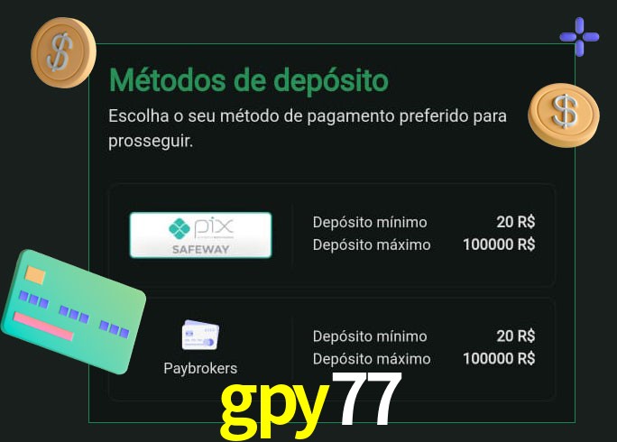 O cassino gpy77 oferece uma grande variedade de métodos de pagamento
